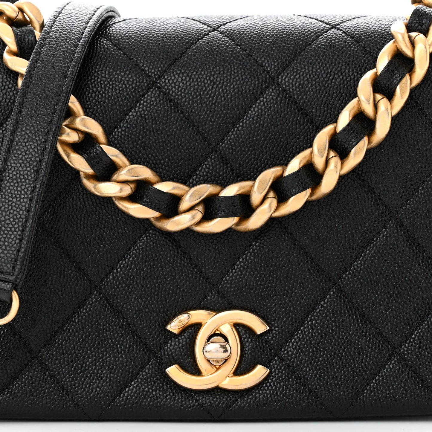 Caviar Quilted Small Fashion Therapy Flap Bag Black