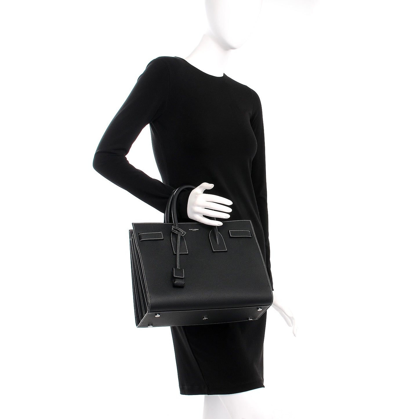 Grained Calfskin Small Sac De Jour Black