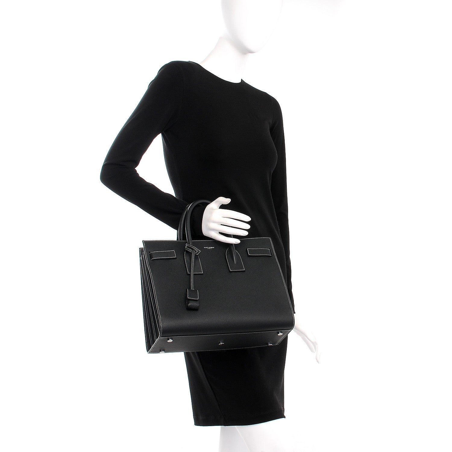 Saint Laurent Grained Calfskin Small Sac De Jour Black 3 of 7