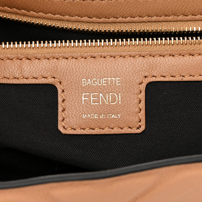 Fendi Nappa FF 1974 Embossed Baguette Miele Scuro 6 of 12