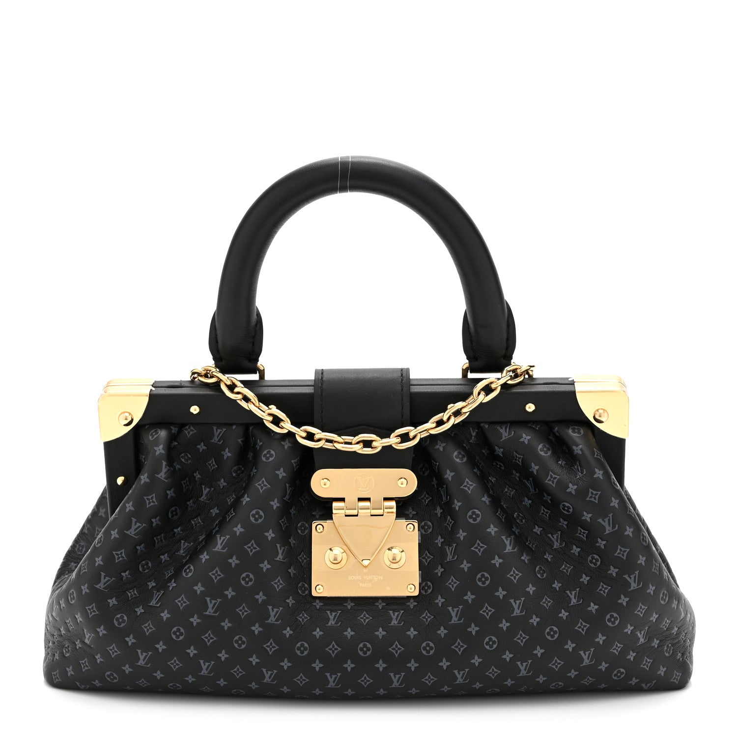 Louis Vuitton Calfskin Nanogram Embossed Clutch Black 1 of 9