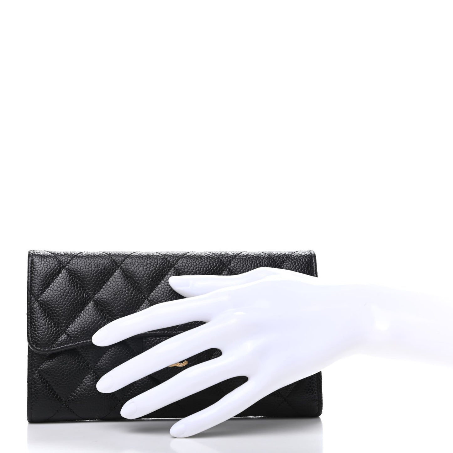 Caviar Quilted Large Flap Wallet Black