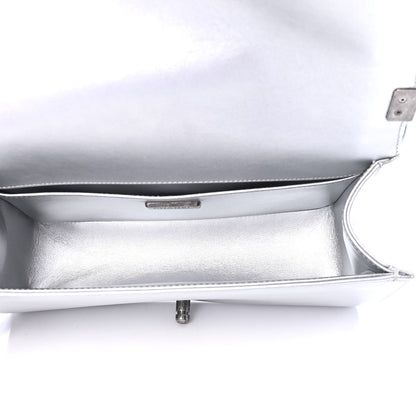 Chanel Metallic Lambskin Embellished Medium Boy Flap Silver 4 of 4
