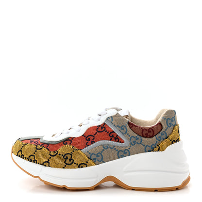 Gucci Monogram Multicolor Demetra Womens Rhyton Sneakers 36 Yellow Blue Great White Tabasco 1 of 8