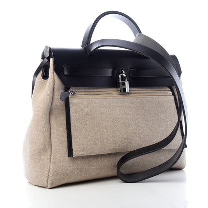 Hermes Military Toile Vache Hunter Herbag Zip Retourne 31 PM Ficelle Black 4 of 10