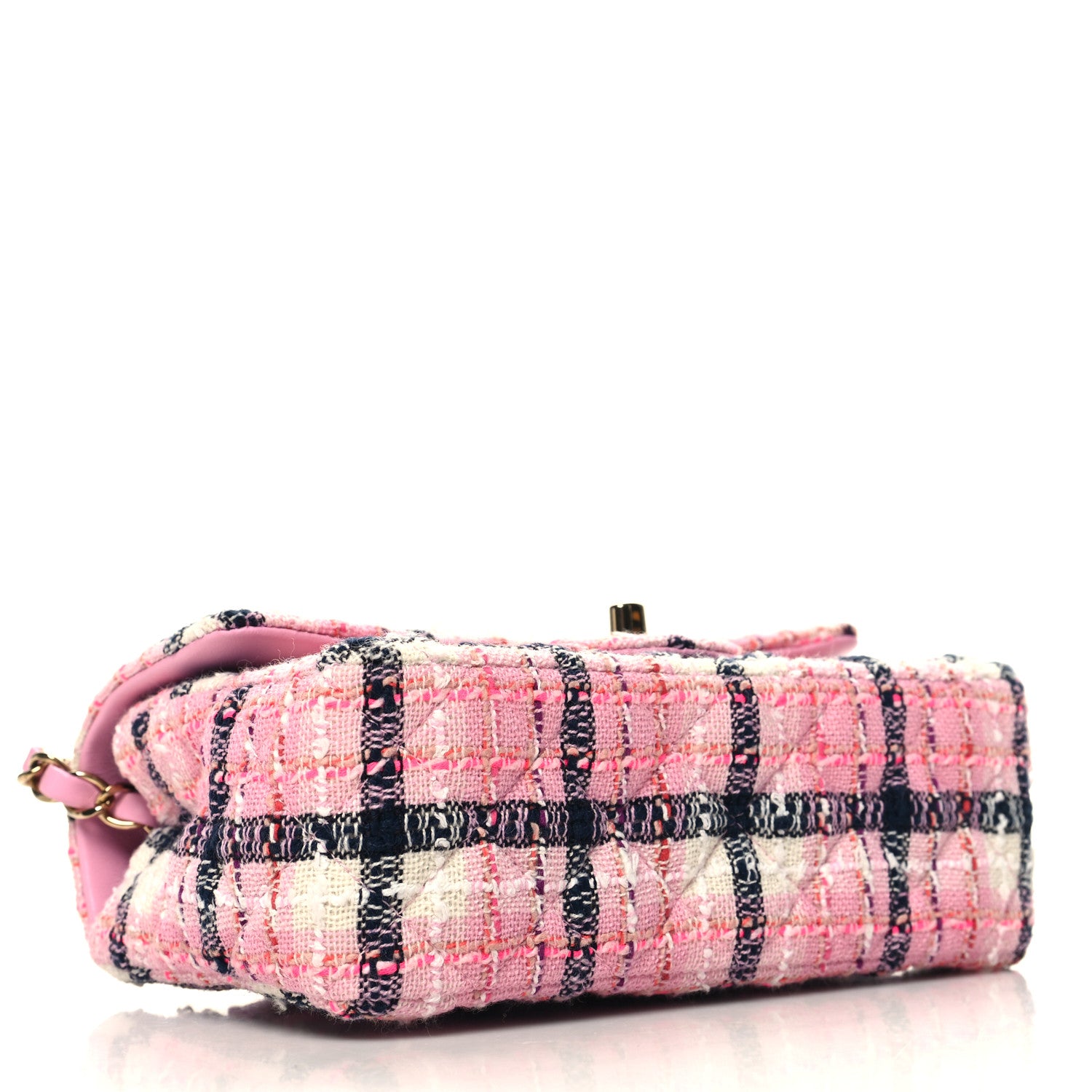 Chanel Tweed Quilted Mini Rectangular Flap Pink Navy White 4 of 11