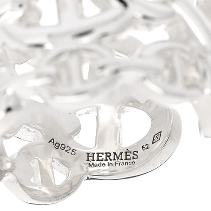 Hermes Sterling Silver GM Chaine d'Ancre Enchainee Band Ring 52 6 4 of 5