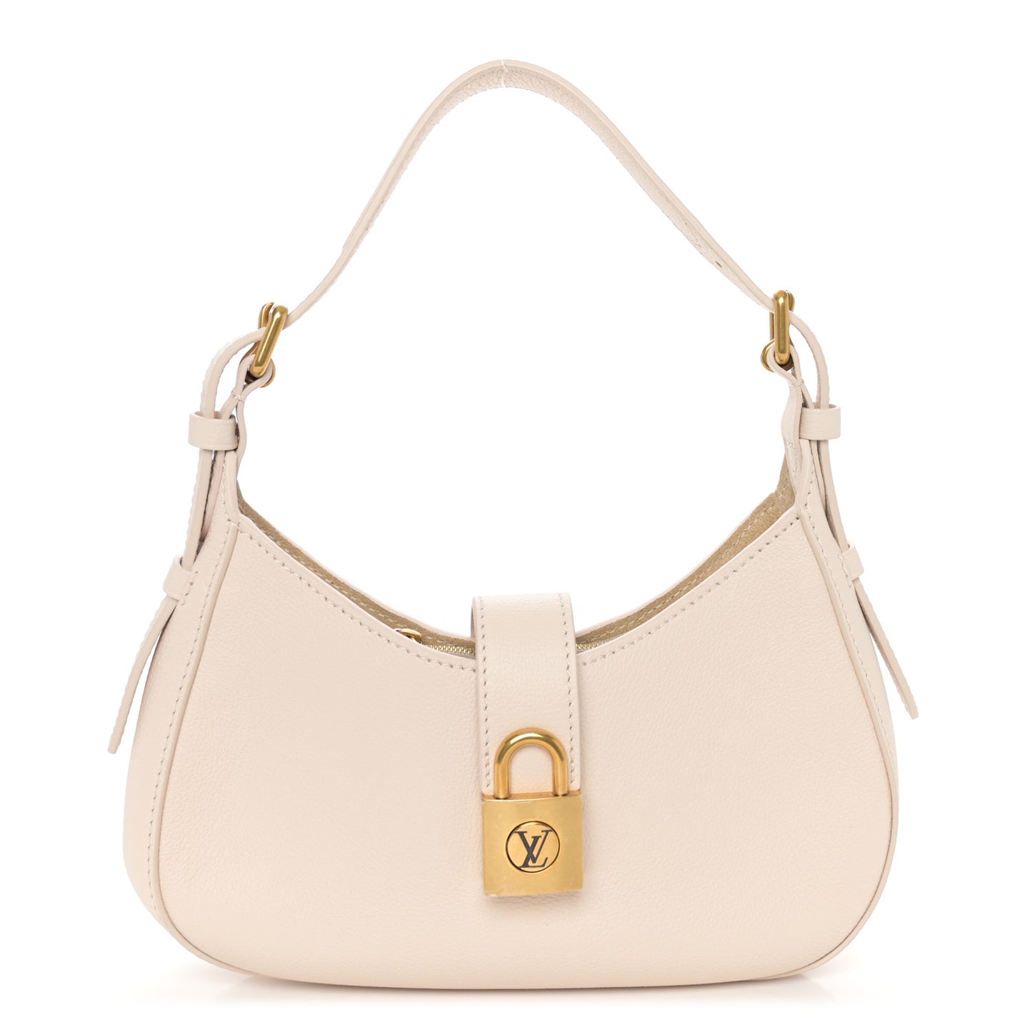 Grained Calfskin Low Key Shoulder Bag Limestone Gray