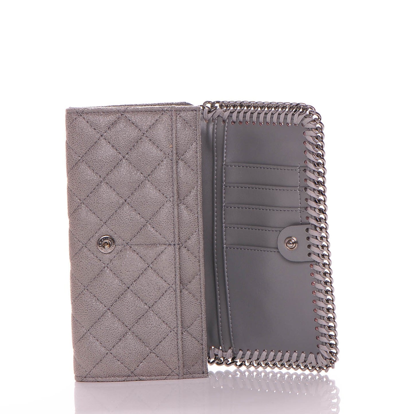 Shaggy Deer Quilted Falabella Flap Wallet Grey