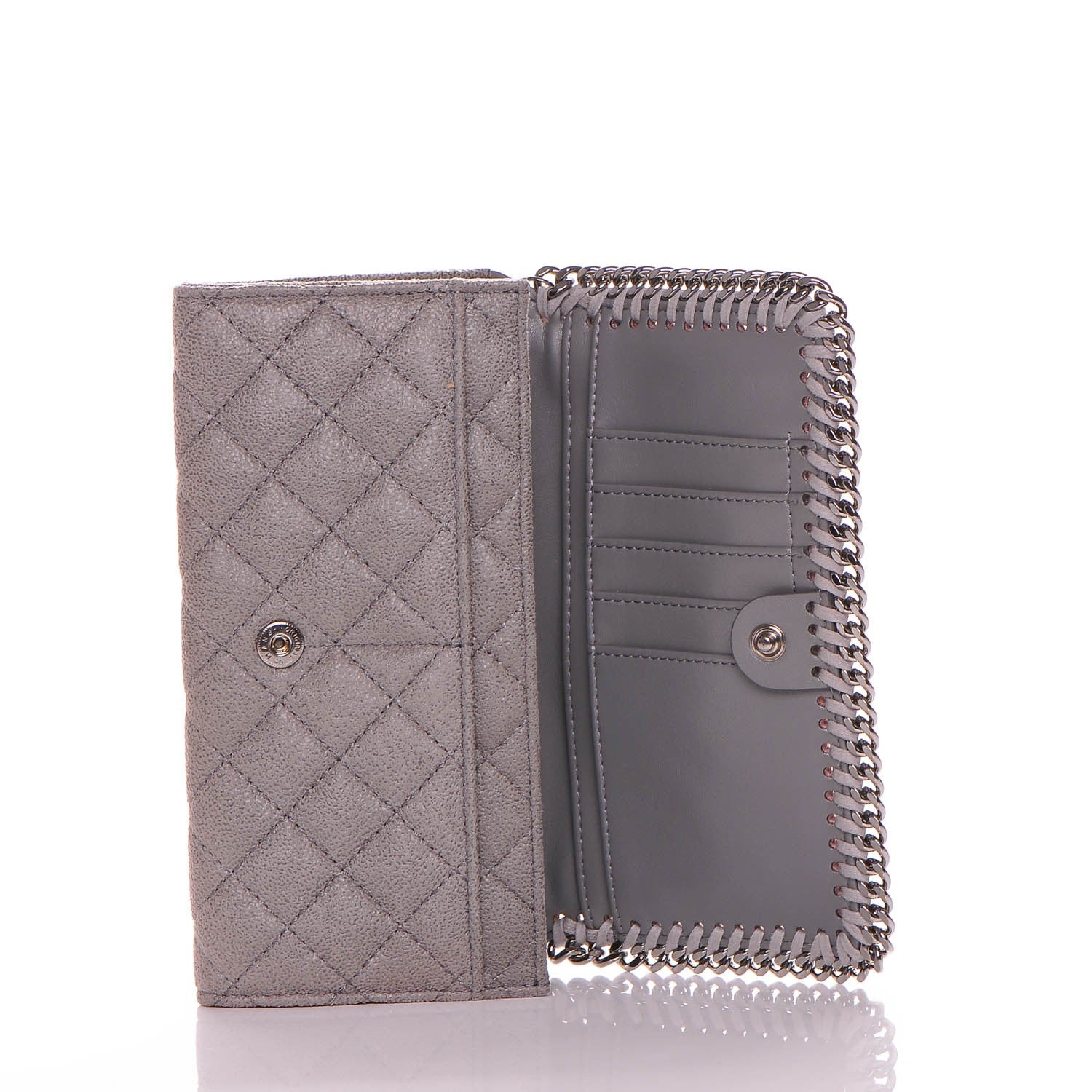 Stella McCartney Shaggy Deer Quilted Falabella Flap Wallet Grey 6 of 7