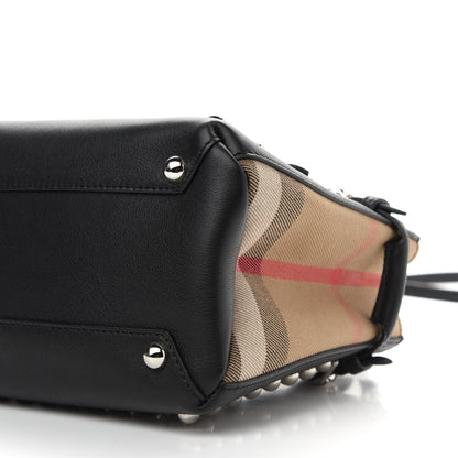 Burberry Pebbled Calfskin House Check Studded Baby Banner Tote Black 8 of 8