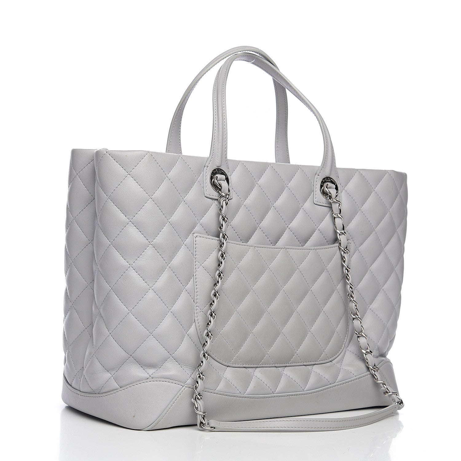 Chanel Calfskin Quilted Large Easy Shopping Tote Grey 2 of 12
