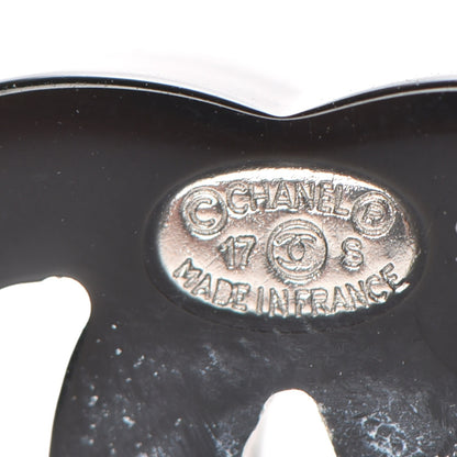 Chanel Resin CC Earrings Silver Black 6 of 7