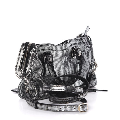 Balenciaga Metallic Calfskin Lizard Embossed Silver Metallic Edge Hardware Nano City Silver 2 of 9
