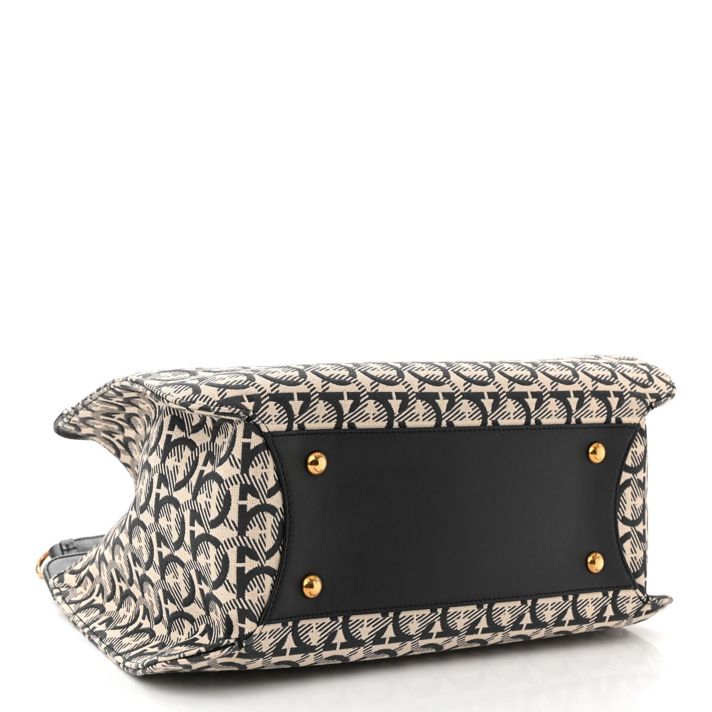 Canvas Calfskin Gancini Shoulder Bag Black