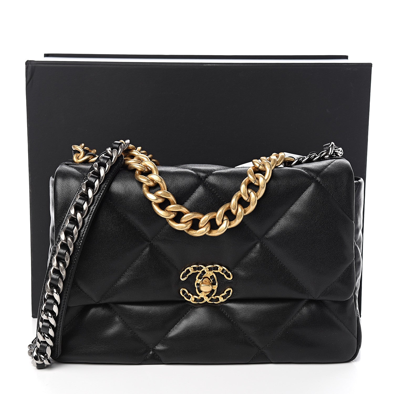 Chanel Goatskin Quilted Large 19 Flap Black 10 of 10