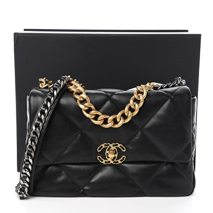 Chanel Goatskin Quilted Large 19 Flap Black 10 of 10