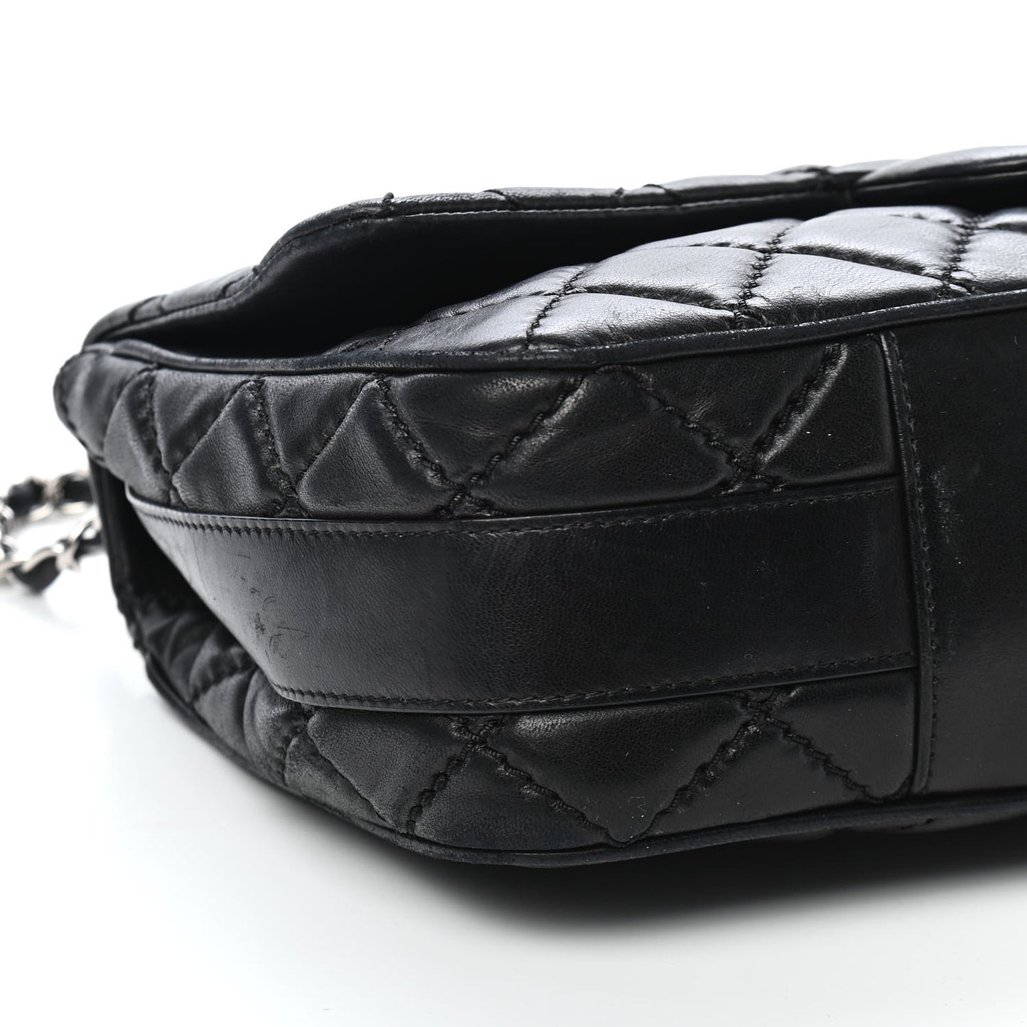Lambskin Quilted Jumbo Easy Carry Flap Black