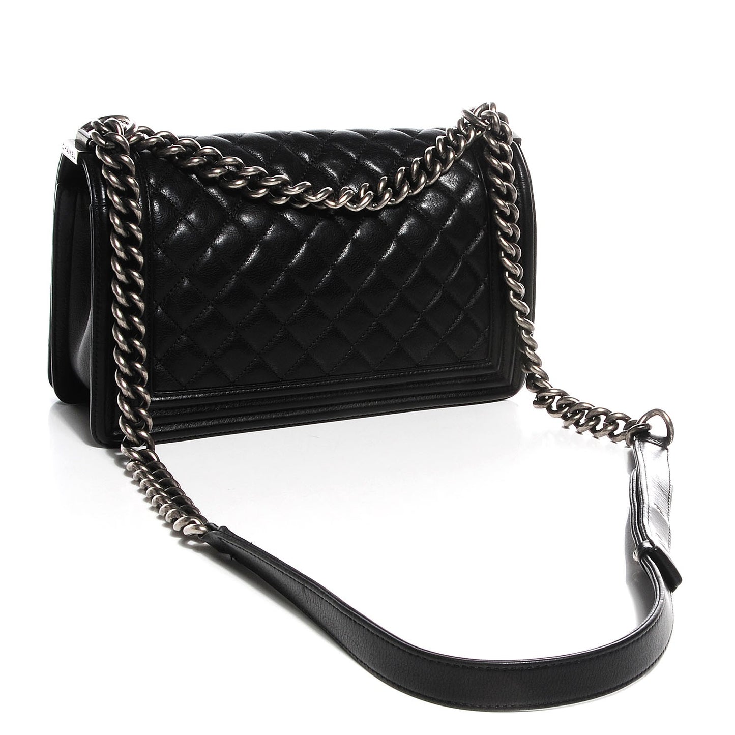 Calfskin Quilted Medium Boy Flap Black