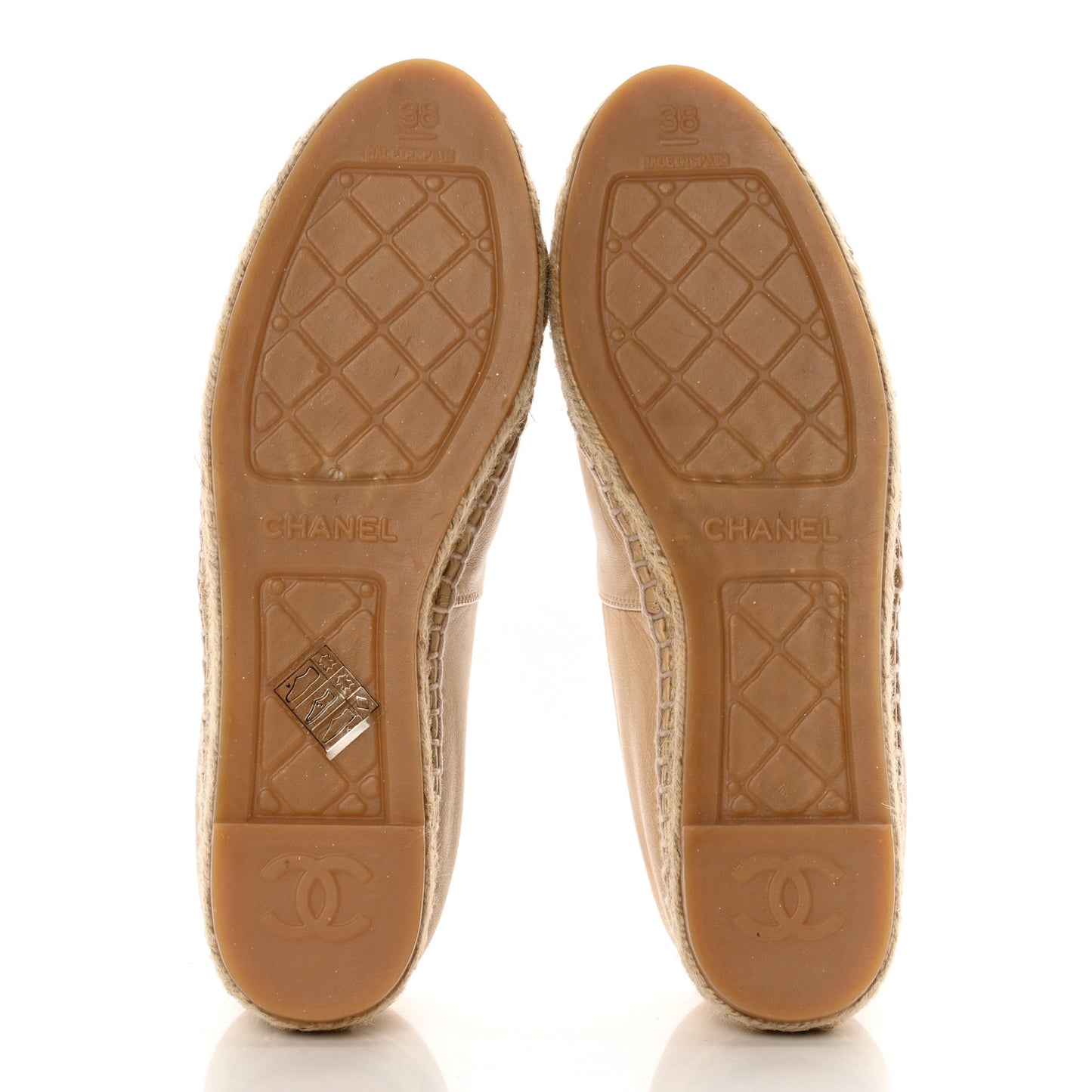 Lambskin CC Espadrilles 38 Beige Black