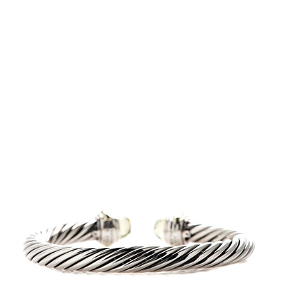 David Yurman Sterling Silver 14K Yellow Gold Lemon Citrine 7mm Cable Classics Bracelet 2 of 4