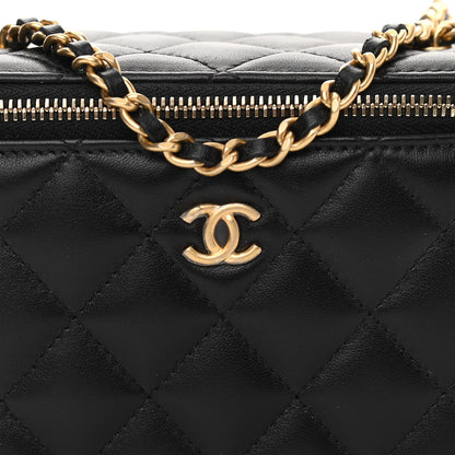 Chanel Lambskin Quilted Pearl Crush Small Vanity Case With Chain Black 8 of 11