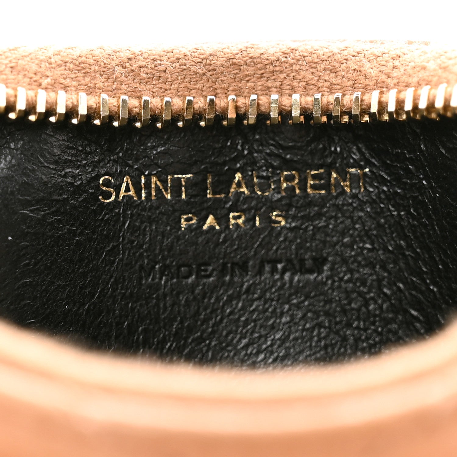 Saint Laurent Grain De Poudre Matelasse Chevron Monogram Fragments Zippered Card Case Cork 6 of 9