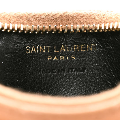 Saint Laurent Grain De Poudre Matelasse Chevron Monogram Fragments Zippered Card Case Cork 6 of 9