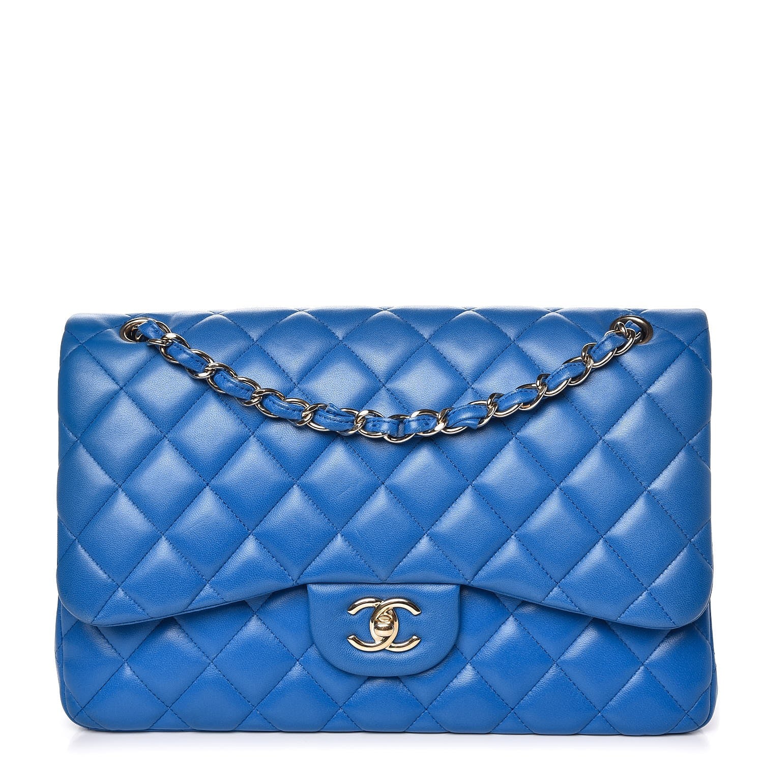 Chanel Lambskin Quilted Jumbo Double Flap Blue 1 of 11