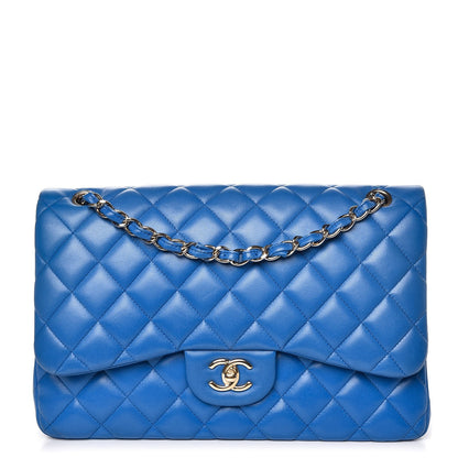 Chanel Lambskin Quilted Jumbo Double Flap Blue 1 of 11