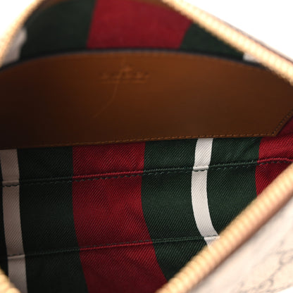 Gucci GG Supreme Monogram Textured Calfskin Small Emblem Shoulder Bag Beige Dark Brown 5 of 12