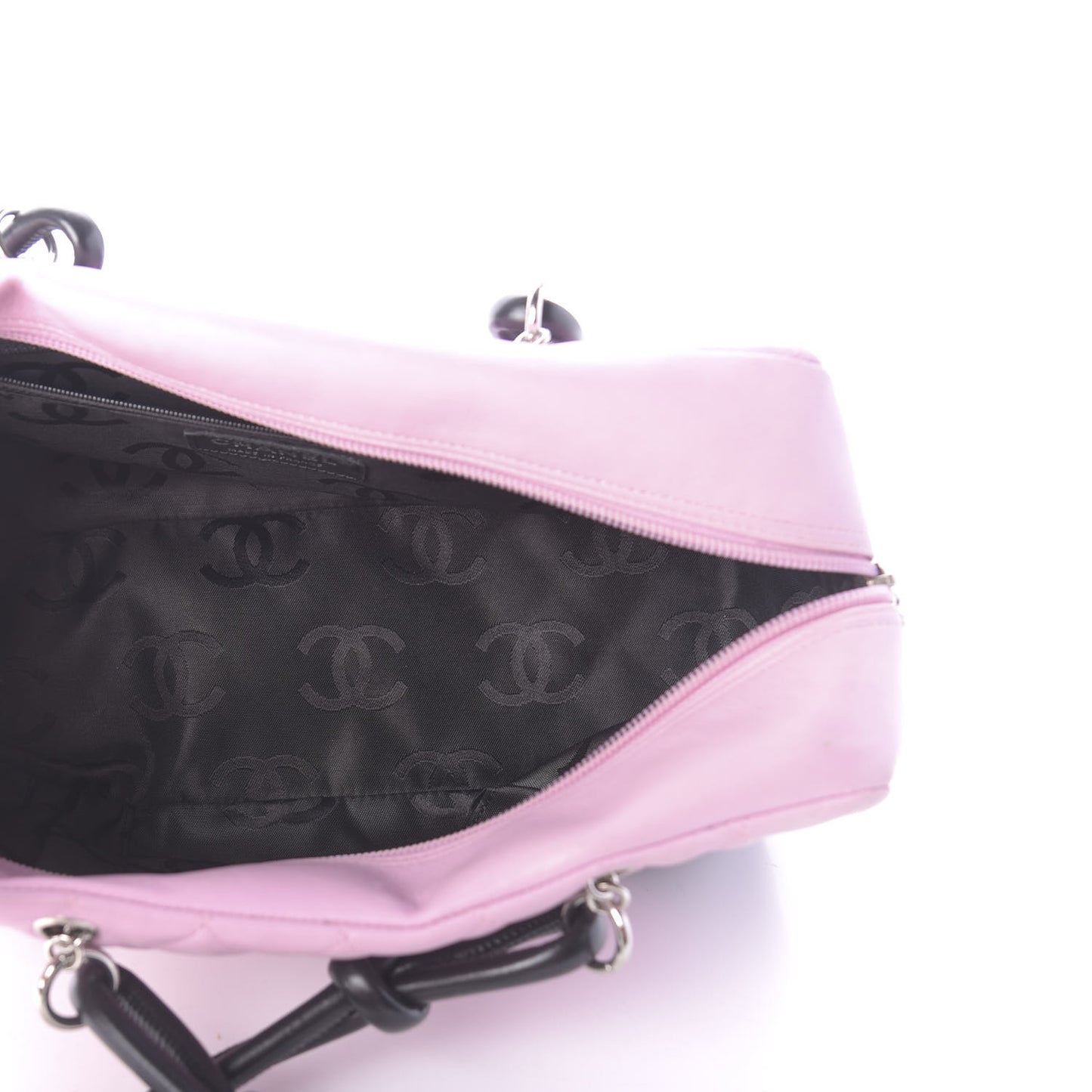 Calfskin Quilted Large Cambon Bowler Pink Black