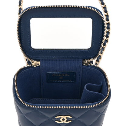 Chanel Lambskin Quilted Top Handle Mini Vanity Case With Chain Blue 6 of 11