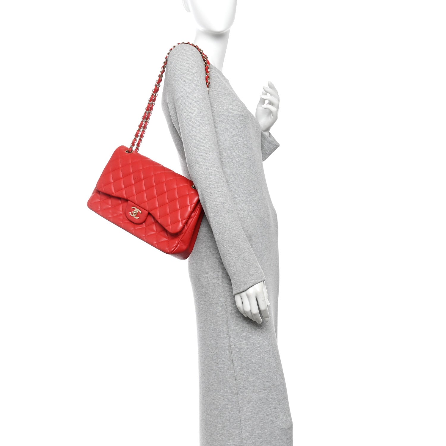 Chanel Lambskin Quilted Jumbo Double Flap Red 2 of 14