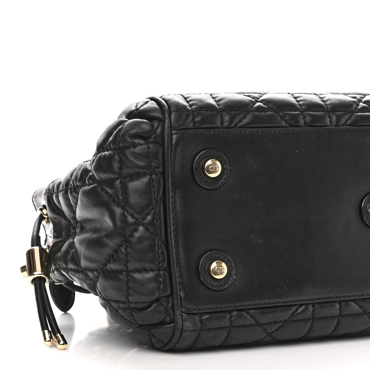 Lambskin Cannage 2 Dior Zip Top Satchel Black
