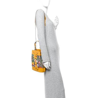 Gucci GG Supreme Monogram Flora Small Ophidia Bucket Bag Beige Multicolor Crop 2 of 10