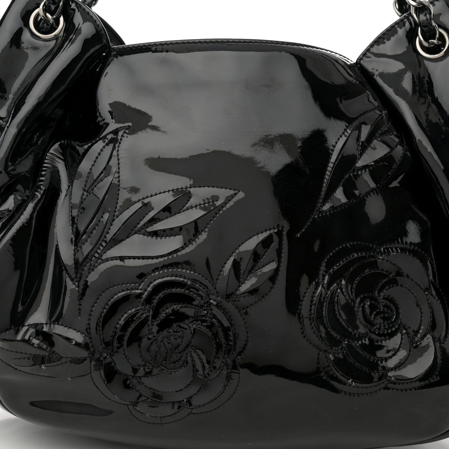Chanel Patent Camellia Shoulder Bag Black 8 of 11