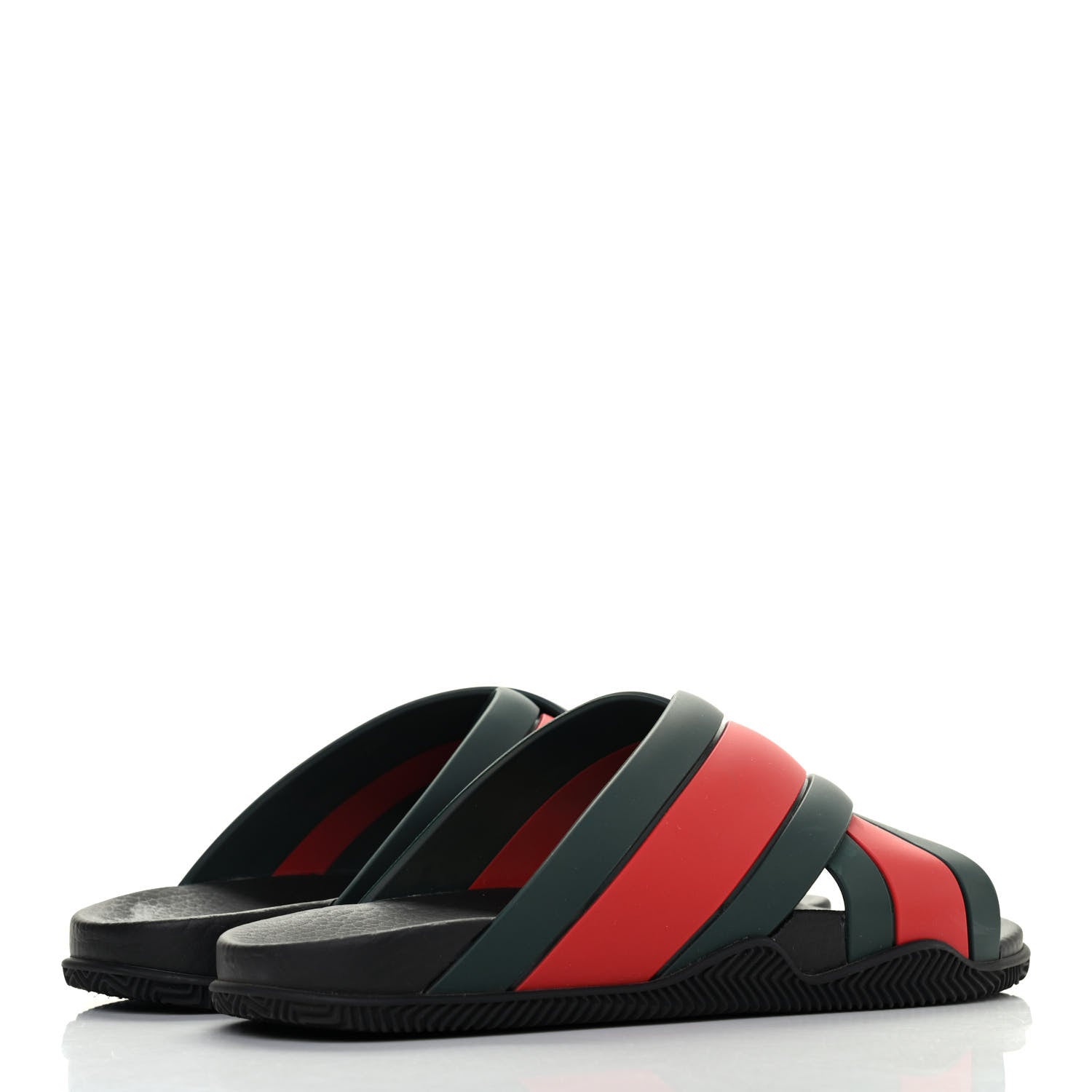 Gucci Rubber Web Womens Criss Cross Slide Sandals 39 Green Red 3 of 4