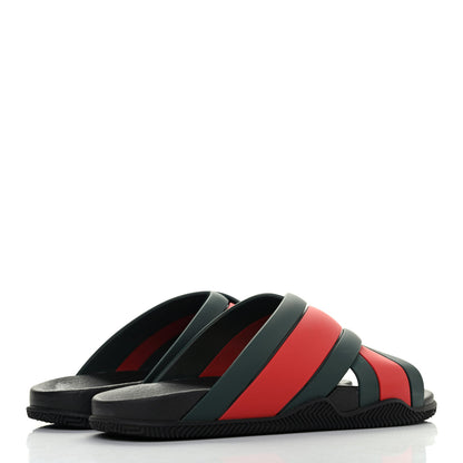 Gucci Rubber Web Womens Criss Cross Slide Sandals 39 Green Red 3 of 4