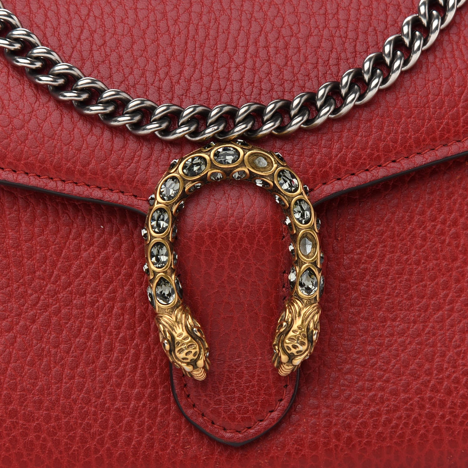 Gucci Calfskin Mini Dionysus Chain Wallet Hibiscus Red 11 of 14