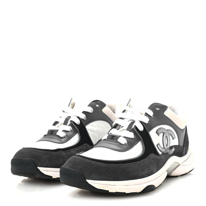 Chanel Nylon Lambskin Suede Calfskin CC Sneakers 40 Blue White Black 4 of 10