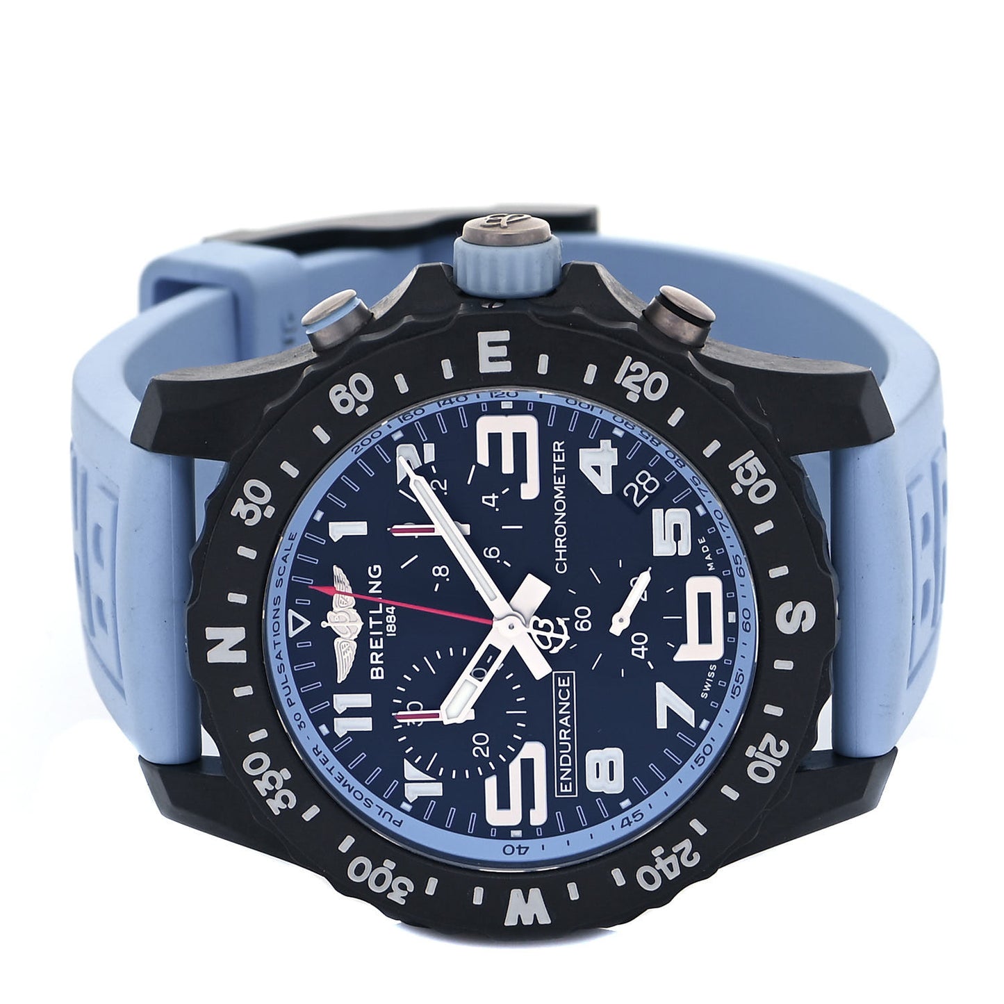 Black Polymer Rubber 44mm Endurance Pro Quartz Watch Light Blue X82310