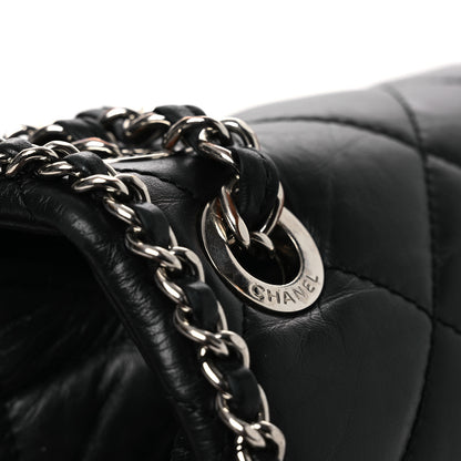 Chanel Crumpled Calfskin Quilted Large Chain Around Flap Black 14 of 15