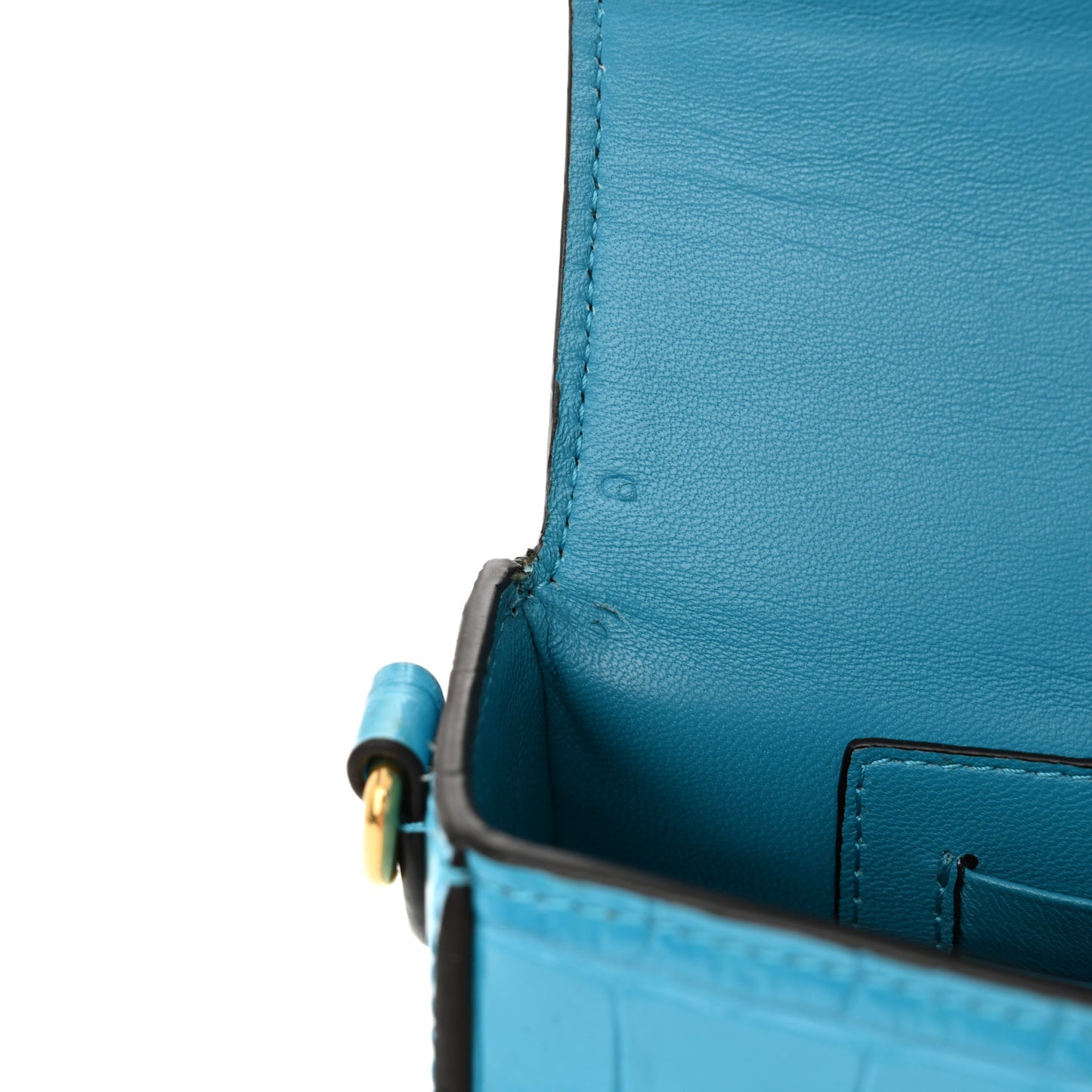 Deep Calfskin Crocodile Embossed Small Darley Azure