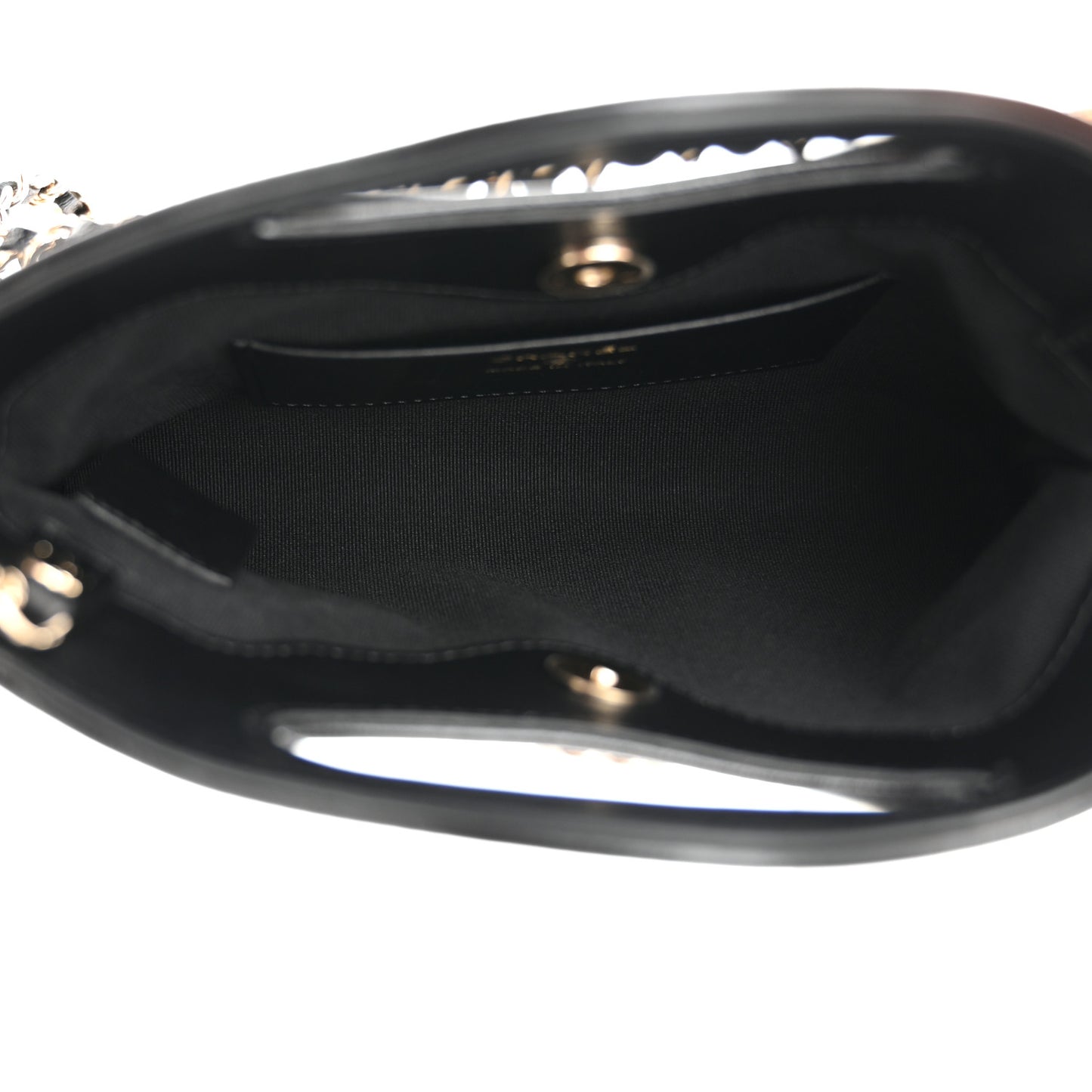Shiny Crumpled Calfskin Quilted Nano 31 Shopping Bag Black