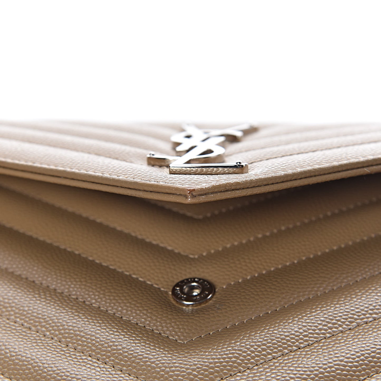 Grain De Poudre Matelasse Chevron Monogram Chain Wallet Deep Beige