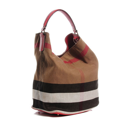 Burberry Canvas Mega Check Medium Ashby Hobo Cadmium Red 3 of 8