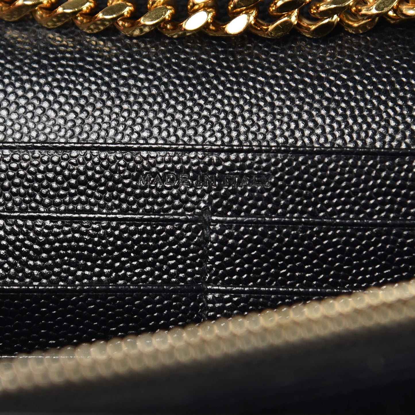 Grain De Poudre Matelasse Chevron Monogram Chain Wallet Black