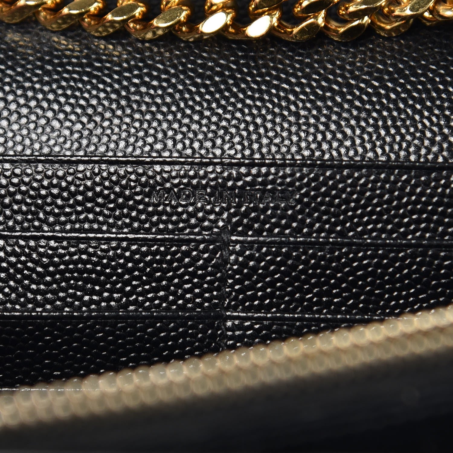Saint Laurent Grain De Poudre Matelasse Chevron Monogram Chain Wallet Black 8 of 12