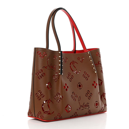 Christian Louboutin Calfskin Loubinthesky Small Perforated Cabarock Spikes Tote Biscotto 3 of 10